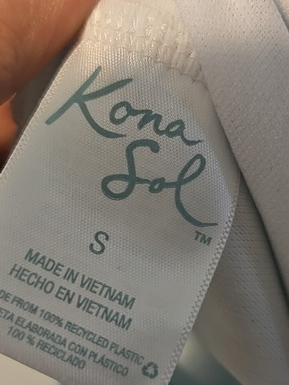Kona Sol Striped Aqua and White Womens  One-Piece Swimsuit Size S - Picture 7 of 7